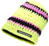 Poederbaas Large Beanie Muts Wintermuts - Geel/Zwart/Roze