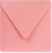 Metallic roze vierkante enveloppen 14 x 14 cm 100 stuks