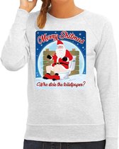 Foute Kersttrui / sweater - Merry shitmas who stole the toiletpaper - grijs voor dames - kerstkleding / kerst outfit XS (34)