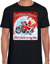 Fout Kerstshirt / t-shirt  - Christmas dreams hot chicks on my bike - motorliefhebber / motorrijder / motor fan zwart voor heren - kerstkleding / kerst outfit L