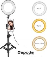 Dapoda® 6 Inch LED Ringlamp met camera statief set – Fotostudio – Ringlight - Lichtstudio