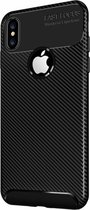 Luxe Carbon Backcover voor Apple iPhone X - iPhone XS - Zwart - TPU - Shockproof