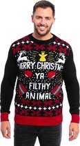 Foute Kersttrui Heren - Christmas Sweater "Merry Christmas, Ya Filthy Animal" - Kerst trui Mannen Maat S