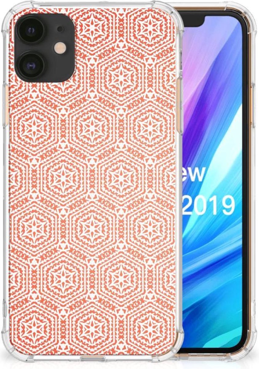 Apple iPhone 11 Doorzichtige Silicone Hoesje Pattern Orange
