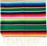 Mexicaanse deken - plaid - serape - Acryl - 213 x 155 - groen - gestreept