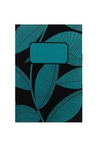 Notitieboek - A5 - Turquoise Zwart - Gelijnd - Elastiek - Softcover - Werk - Studie - Dagboek - Mooi patroon - Cadeau