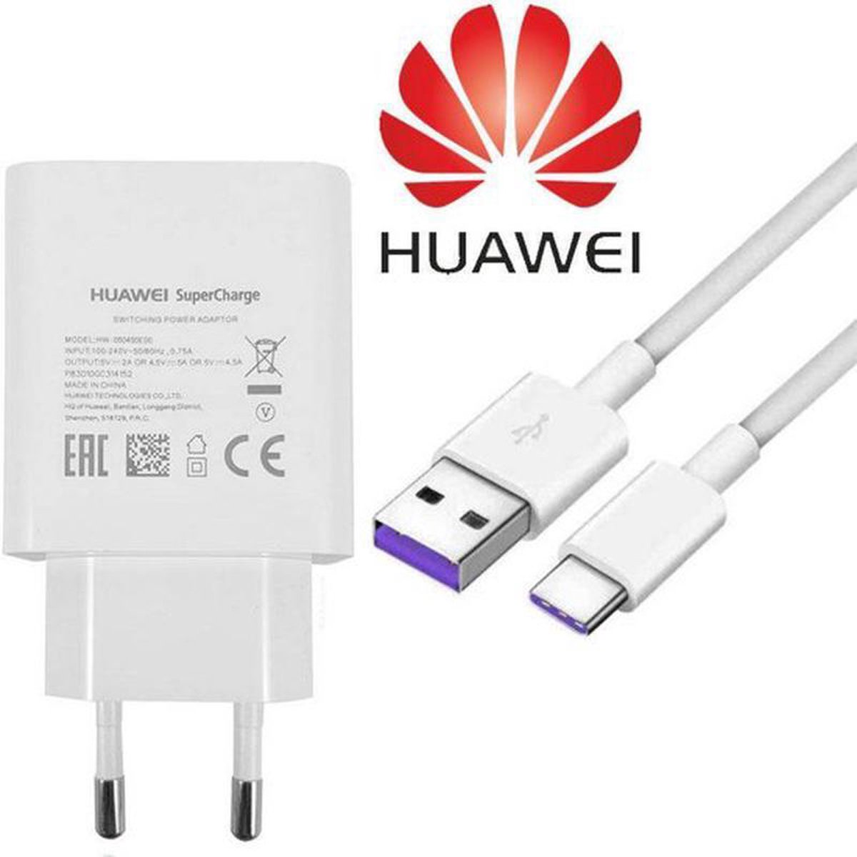 Huawei SuperCharge Adapter 4.5V/5A (EU) met USB-C kabel - Wit | bol.com