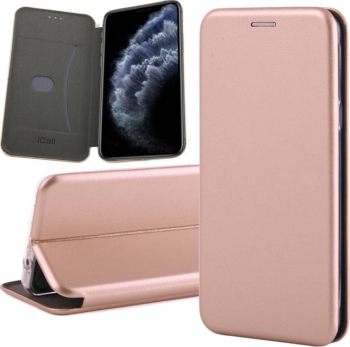 Hoesje geschikt voor iPhone 11 Pro Max - Book Case Kunstleer ThinShield Roségoud