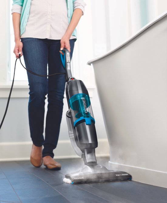 BISSELL Vac & Steam Stoomreiniger en Stofzuiger - 2 in 1 Vacuum Cleaner - Stoomklaar in 30 Seconden - Hygiënische Reiniging - Stoom Dweil - Vlekkenreiniger voor Harde Vloeren - 1977N