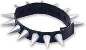 Punker/rocker ketting/halsband/choker zwart met zilveren studs/spikes - Themafeest verkleed accessoires