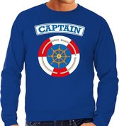 Kapitein/captain verkleed sweater blauw voor heren - maritiem carnaval / feest trui kleding / kostuum S