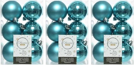 36x Turquoise blauwe kunststof kerstballen 6 cm - Mat/glans - Onbreekbare  plastic... | bol.com