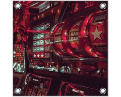 Tuinposter –Gokkast Las Vegas – 50x50cmFoto op Tuinposter (Wanddecoratie voor buiten en binnen)
