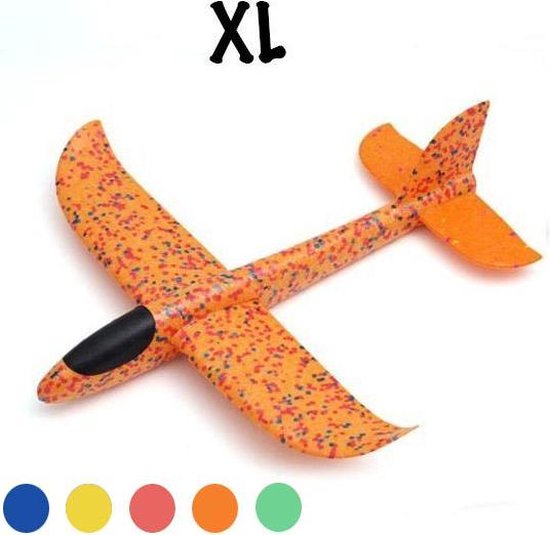 Zweefvliegtuig wegwerp oranje XL | EXTRA GROOT | vliegtuig speelgoed jongens en meisjes | vliegtuig kinderen | foam vliegtuig