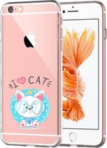 Apple Iphone 6 / 6S Transparant siliconen hoesje (I love cat)