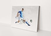 Joueur de football | Art du polygone | Tissu en toile | Décoration murale | 30 cm x 20 cm | Peinture | Photo sur toile
