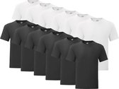 Senvi - 12 pack - Wit/Zwarte Shirts - Ronde hals - Maat S - Getailleerd