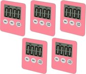 Set van 5 digitale timers, alarmklokken, roze