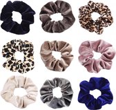 Kraagjeskopen.nl® Velvet Scrunchies Set - 9 stuks Musthave Haaraccessoire Haarelastiek - Scrunchie Pack