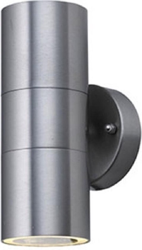 Bol Com Led Tuinverlichting Buitenlamp Manolya 2 Wand Rvs Mat Chroom Gu10 Rond Ip44
