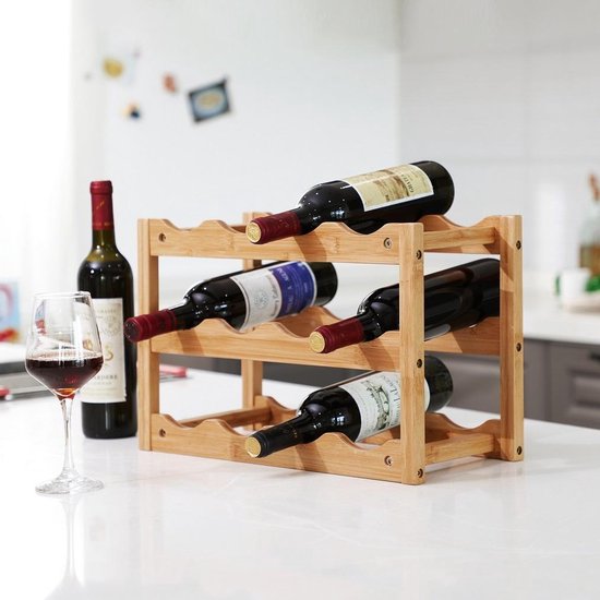 formeel Zes Ga naar het circuit Decopatent® Wijnrek voor 12 flessen wijn - Bamboe - Hout - Design wijnrek  -... | bol.com