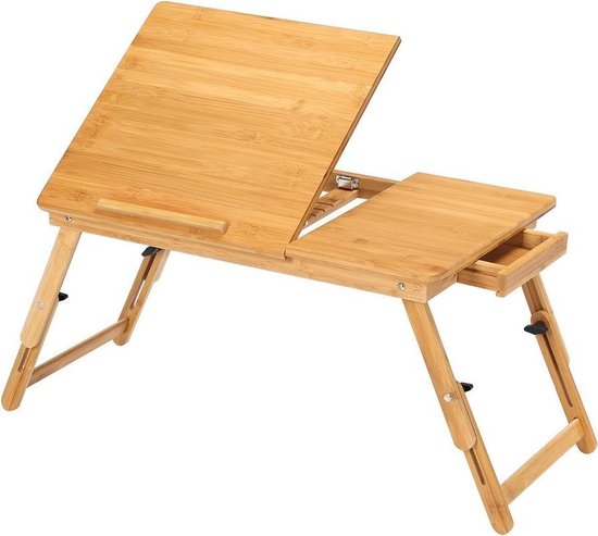 Table pour ordinateur portable sur un lit en bois de bambou - Réglable en  hauteur,... | bol.com