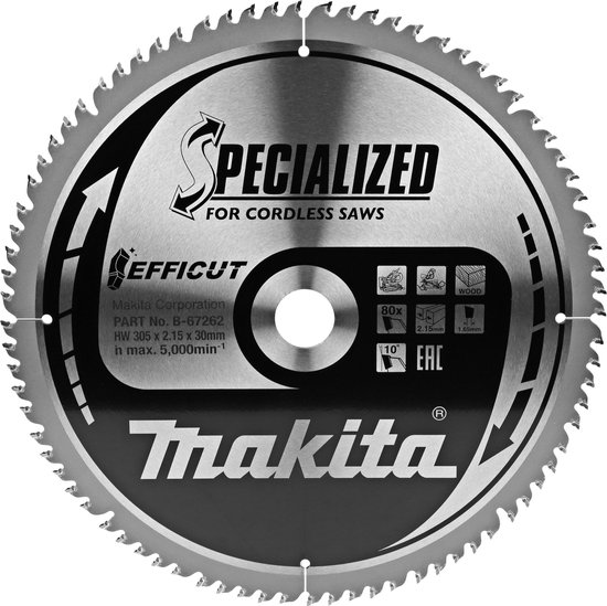 Makita DRS780Z Accu cirkelzaag | Voor 2x 18 Volt | 65 mm | 185 mm | Basic | Online