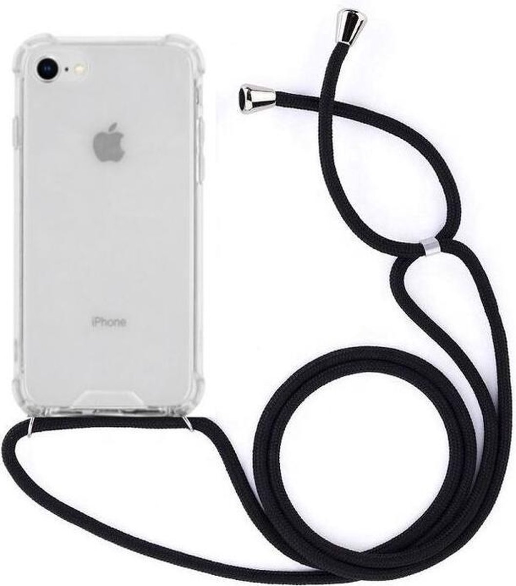 dood gaan helemaal span iPhone 8 hoesje met koord - transparant hoesje met zwart koord | bol.com