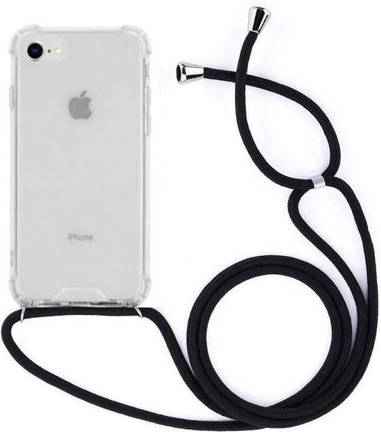 iPhone 8 hoesje met koord - transparant hoesje met zwart koord | bol.com
