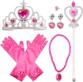 Het Betere Merk - voor bij je prinsessenjurk - Prinsessen 6-delig accessoireset - kroon - toverstaf - handschoenen - juwelen - roze