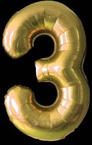 Ballon – Folie ballonnen cijfers – Verjaardags ballon – Cijfer 3 – Goud - 97cm – 1 stuk