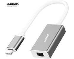 Usb C Naar Mini Displayport Adapter | Usb-C to DP | 4K 60HZ | Compatible Apple Macbook Pro | Chromebook | IMAC | Surface | XPS |  Zilver | A-KONIC©
