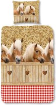 Leuke Kinder Dekbedovertrek Paarden | 140x200/220 | 100% Fijn geweven katoen | Zacht En Soepel