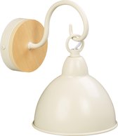 relaxdays wandlamp binnen - vintage - slaapkamer - muurlamp - ijzer - hout - E14