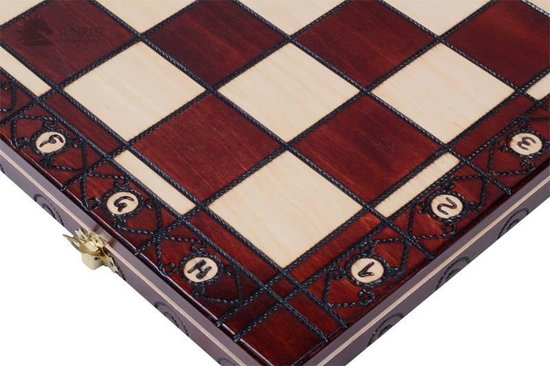 Thumbnail van een extra afbeelding van het spel Sunrise-schaakbord met schaakstukken – Schaakspel -49x49cm. Luxe uitvoering