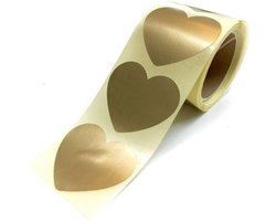 XL Sluitsticker - Sluitzegel - Mat Goud - Gouden - Harten - Hartjes - Hart - Goudfolie - 5 cm doorsnee | Stickers - Envelop sticker - Kaart | Cadeau – Gift – Cadeauzakje | Traktatie - DH collection