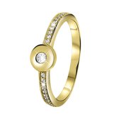 Lucardi Dames Goldplated ring met zirkonia - Ring - Cadeau - Goudkleurig