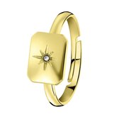 Goudkleurige bijoux ring met rechthoekige zegel
