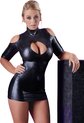 Cottelli Collection - Mini-robe moulante Wetlook avec épaules ouvertes et manches longues pour Challenge - Taille M - Noir