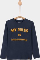 Tiffosi-jongens-shirt, longsleeve-Eder-My rules or nothing-kleur: blauw, oker geel-maat 164