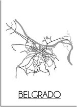 DesignClaud Belgrado Plattegrond poster A3 + Fotolijst wit