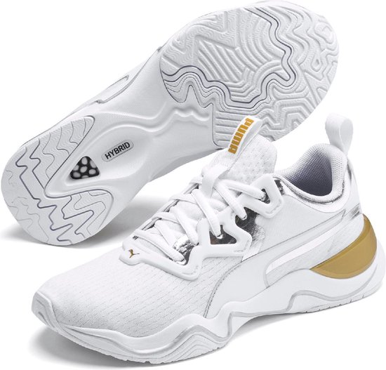 PUMA Zone XT Metal Wn's Dames Sportschoenen - Puma White- Metallic Gold -  Maat 40 | bol.com