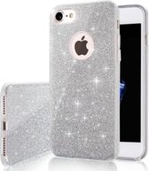 Luxe Glitter Back cover voor Apple iPhone 7 - iPhone 8 - Zilver - Bling Bling cover - TPU case