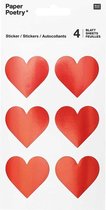 24x Rode hartjes stickers - Valentijn stickertjes hartjes 24 stuks - Scrapbooking - Hobby/knutsel materiaal
