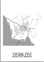 DesignClaud Zierikzee Plattegrond poster - A2 + fotolijst zwart (42x59,4cm)