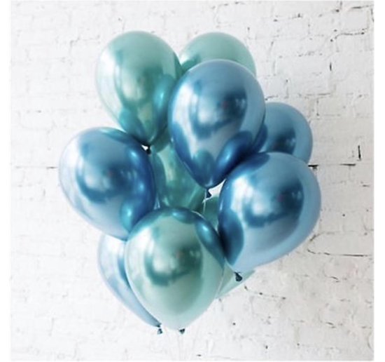 Luxe Chrome Ballonnen Blauw Groen - 10 Stuks - Party Feest Ballonnenset
