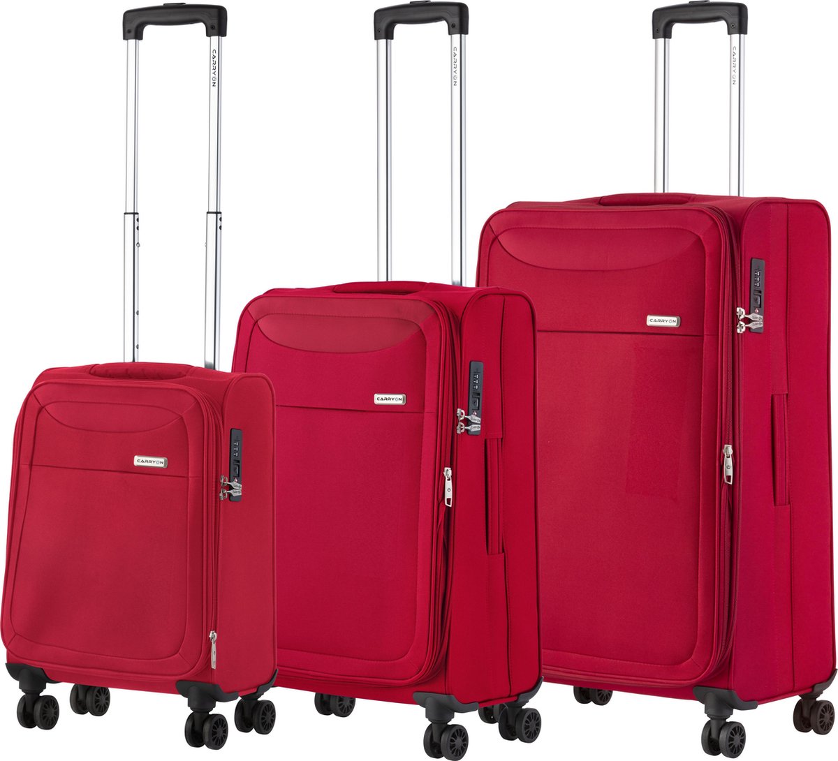 CarryOn Air 3-delige Kofferset - Zachte Trolley Koffers- Lichtgewicht - Expander - TSA-slot – Rood