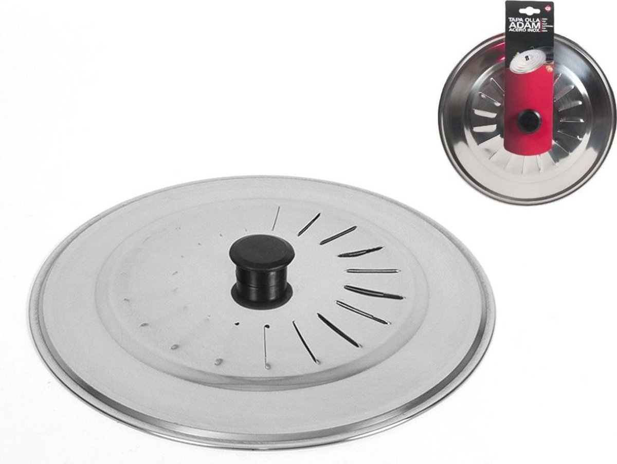 Gerimport Universele spatdeksel/pannendeksel voor pannen - RVS - D28 cm - Kookpannen accessoires