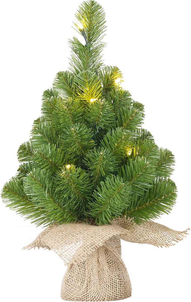 Black Box norton kunstkerstboom - 45 x 20 cm - groen - 10 lampjes met warmwit led