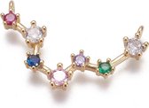 Sterrenbeeld Waterman / Aquarius tussenstuk (center-piece) voor sieraden, goud met kleurige zirconia